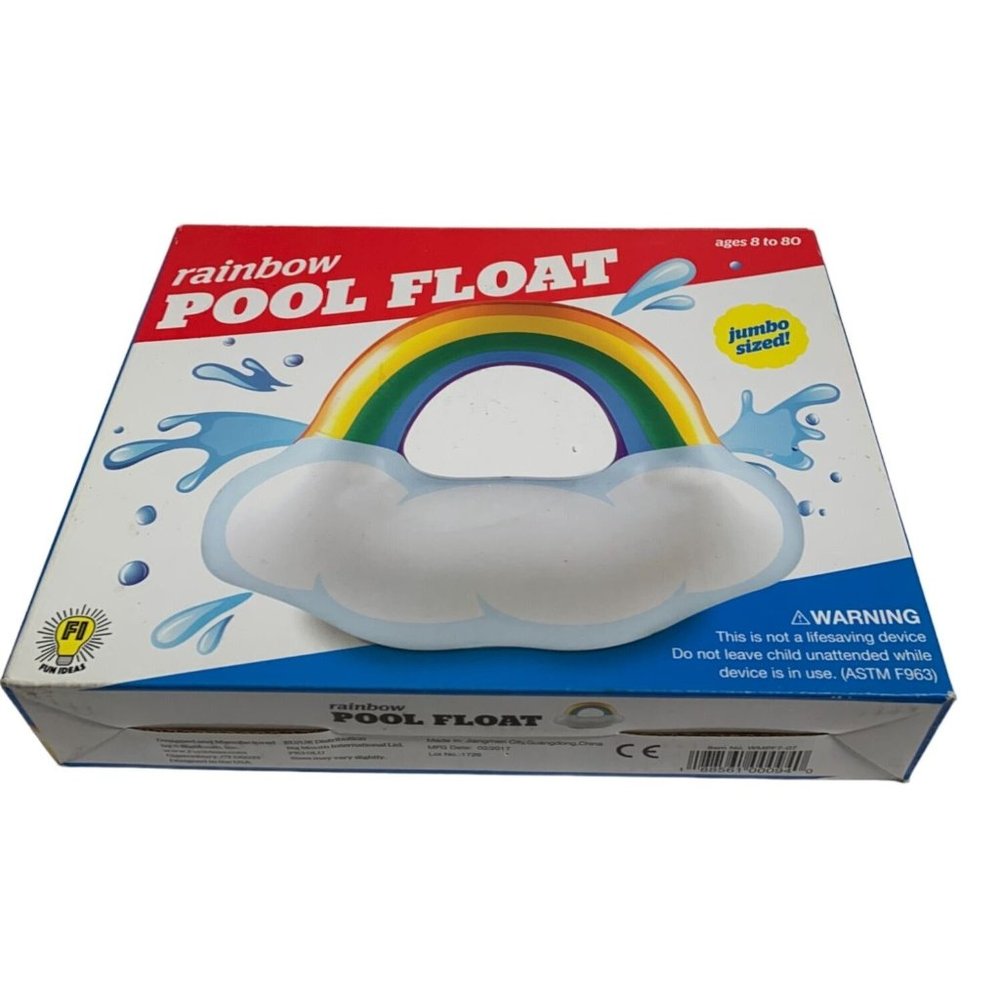 New Rainbow Pool Float Jumbo Inflated Size 57 x 46 x 21 Beach Water Fun